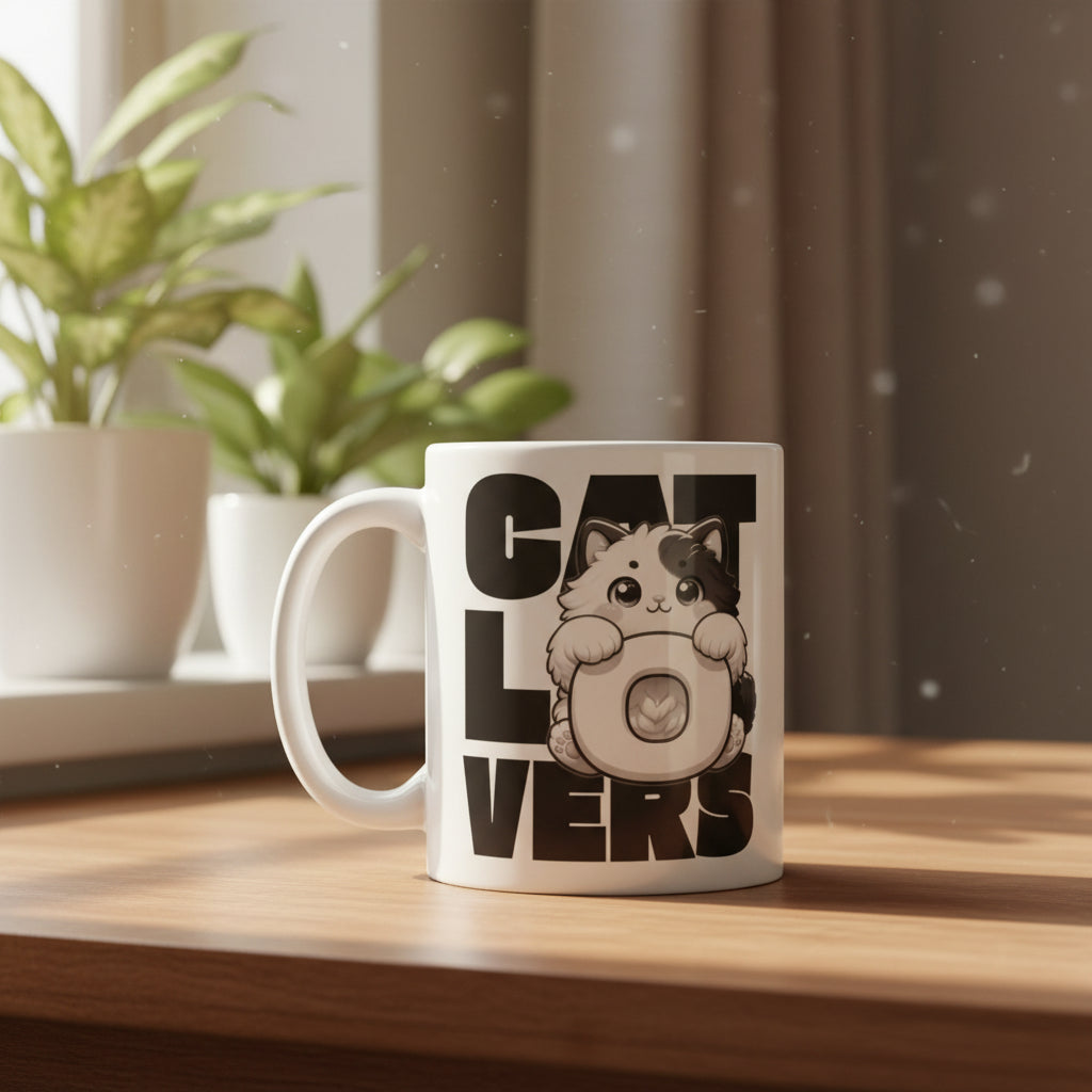 Cat Lovers Tasse – Niedliche Katze im Lettering Design für Katzenfans - Tassencat