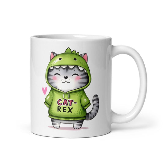 Cat - Rex Tasse – Lustige Katzen Tasse im Dino Look für gute Laune - Tassencat