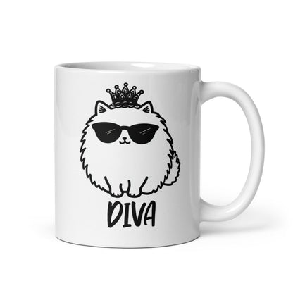 Diva Katze mit Krone und Sonnenbrille – lustiges Motiv für Frauen, Kolleginnen & Katzenfans - Tassencat