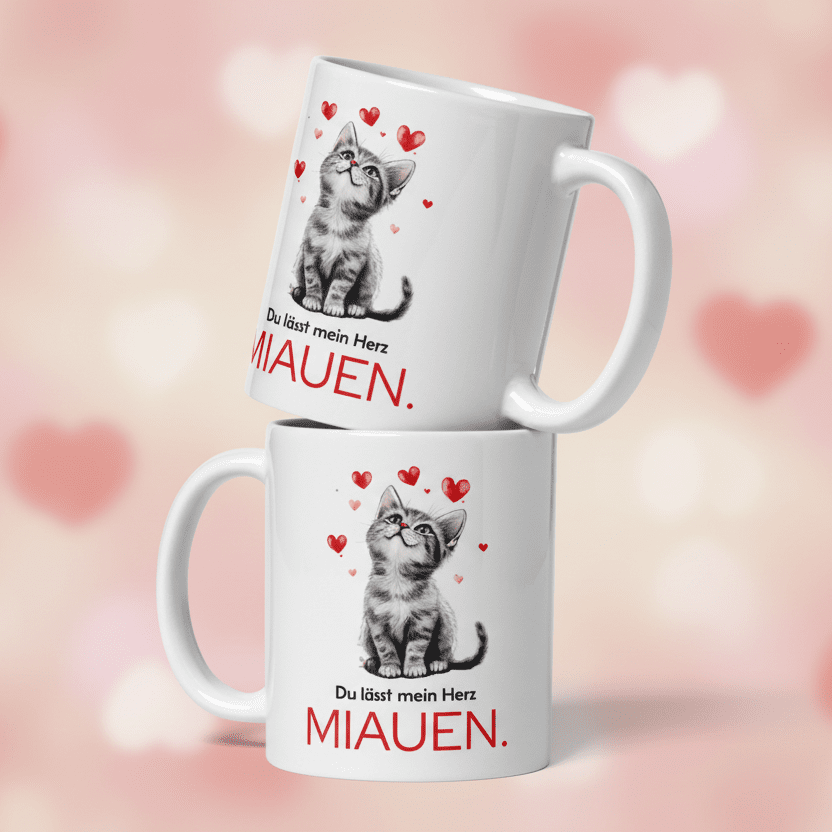 Du lässt mein Herz miauen – süßes Katzenmotiv als Geschenk für Partner, Freundin, Freund & Lieblingsmensch - Tassencat