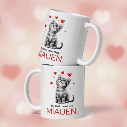 Du lässt mein Herz miauen – süßes Katzenmotiv als Geschenk für Partner, Freundin, Freund & Lieblingsmensch - Tassencat