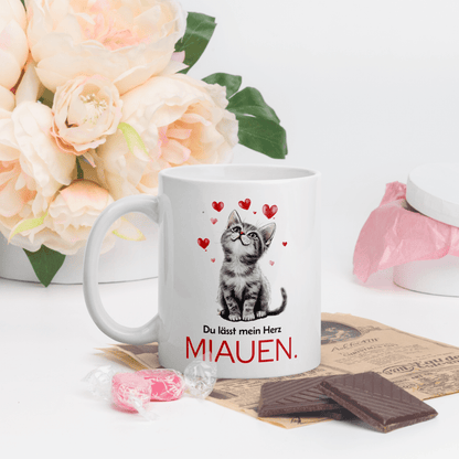 Du lässt mein Herz miauen – süßes Katzenmotiv als Geschenk für Partner, Freundin, Freund & Lieblingsmensch - Tassencat