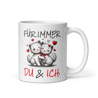 Für immer du & ich – süße Katzen mit Herzen, romantische Geschenkidee für Paare & Lieblingsmenschen - Tassencat