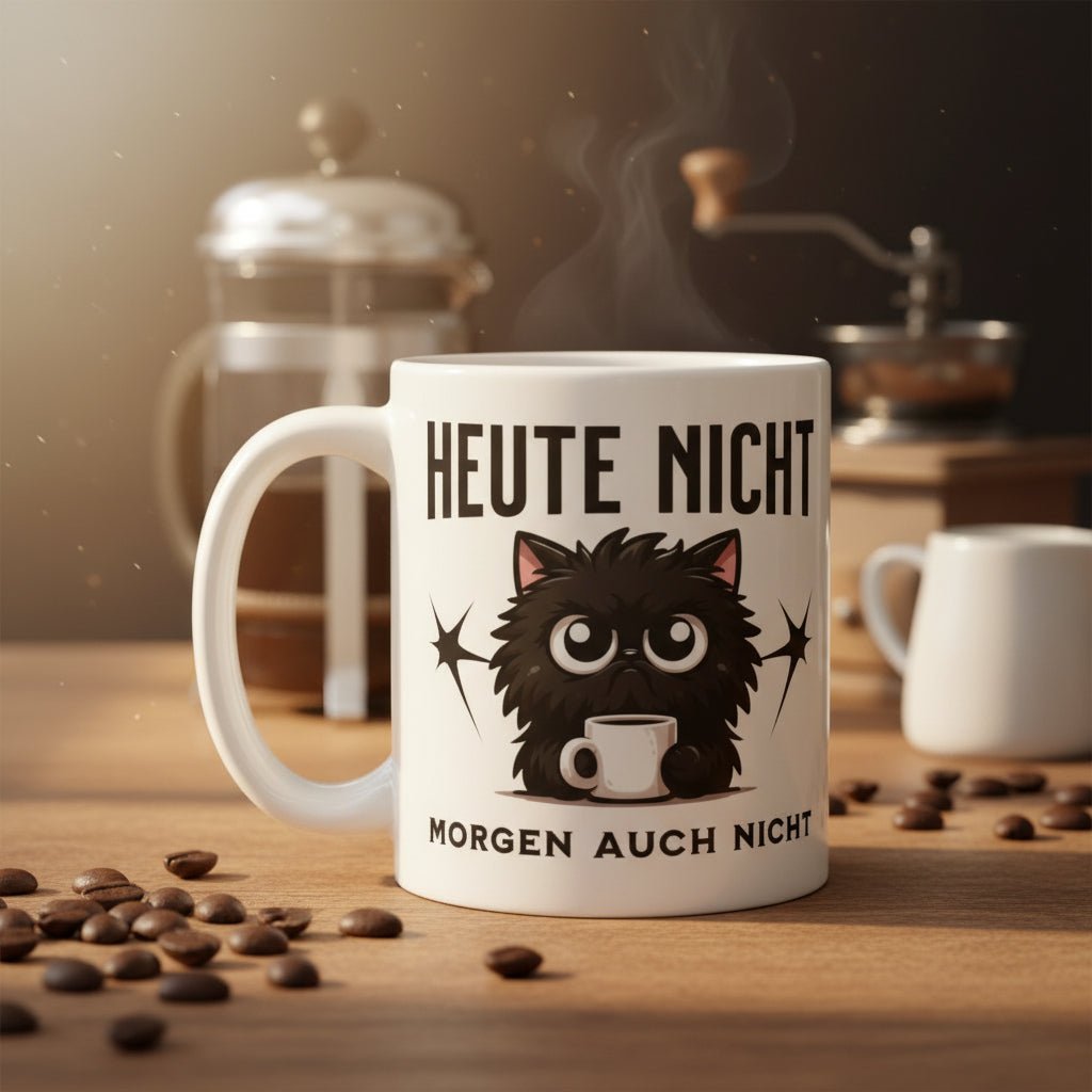 Heute nicht. Morgen auch nicht. – Katzentasse