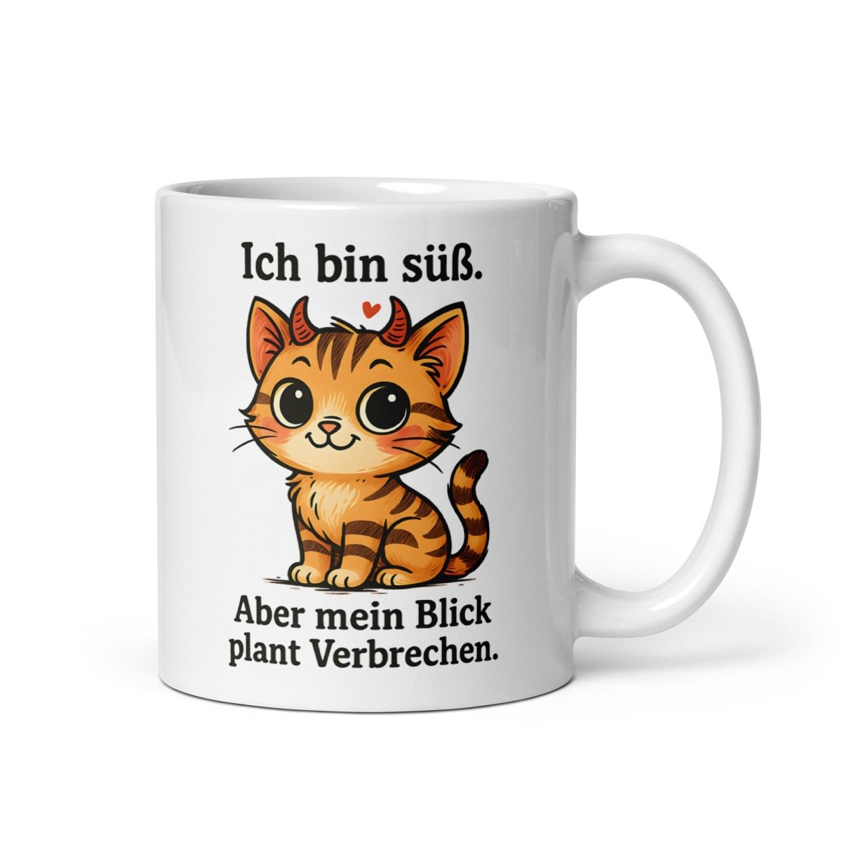 Ich bin süß aber mein Blick plant Verbrechen – Lustige Teufel Katze Spruch Geschenk für Katzenfans - Tassencat