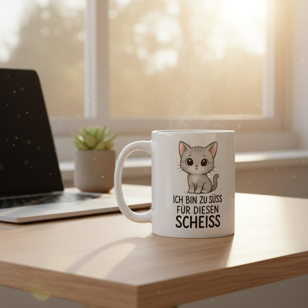 Ich bin zu süß für diesen Scheiss – Lustige Katze Spruch Geschenk für Büro & Alltag - Tassencat