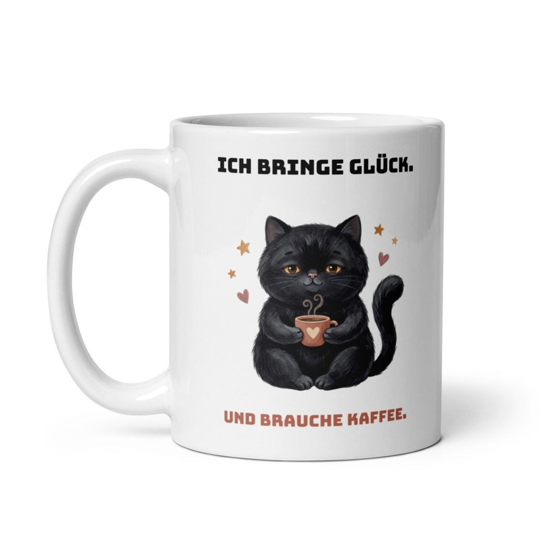 Ich bringe Glück – Tasse mit schwarzer Katze, 325 ml