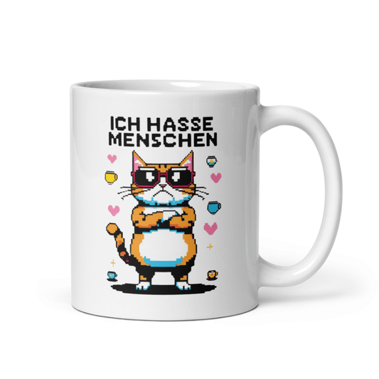 „Ich hasse Menschen“ – Lustige Katzen - Tasse für Individualisten - Tassencat