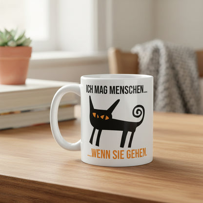 Ich mag Menschen Tasse – Lustige Spruchtasse für Katzenliebhaber & Individualisten - Tassencat