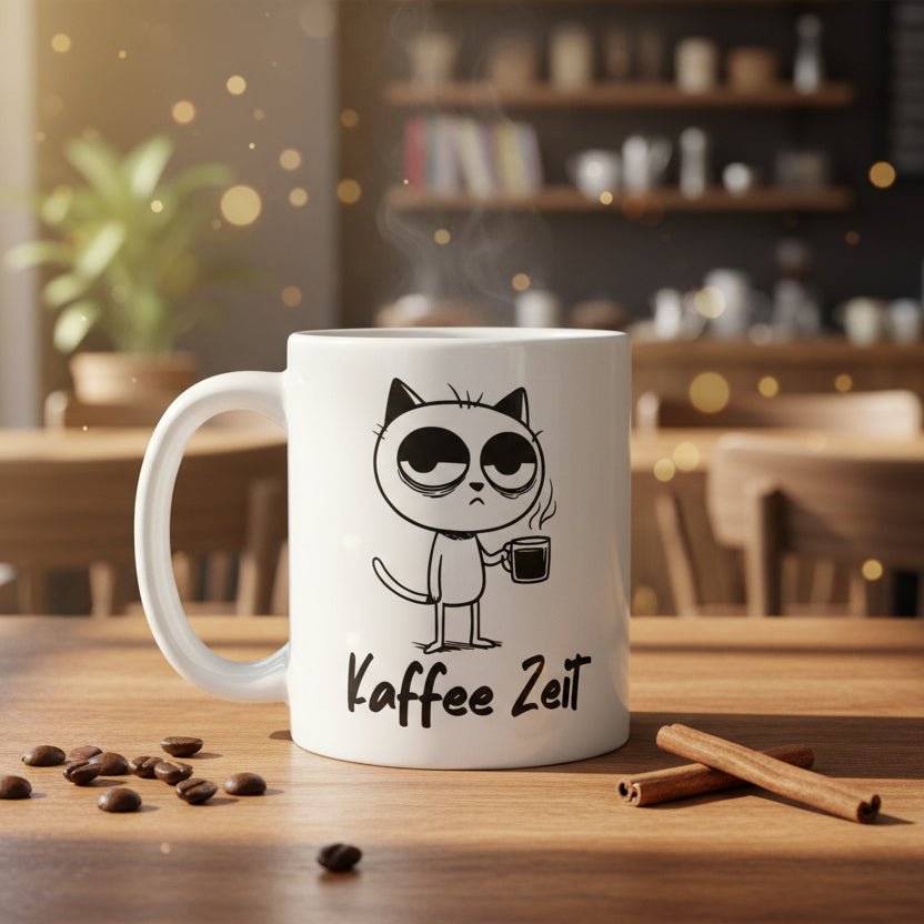 Kaffee Zeit Katze Lustig Geschenk Kaffee Humor Katzenliebhaber Morgenmuffel - Tassencat