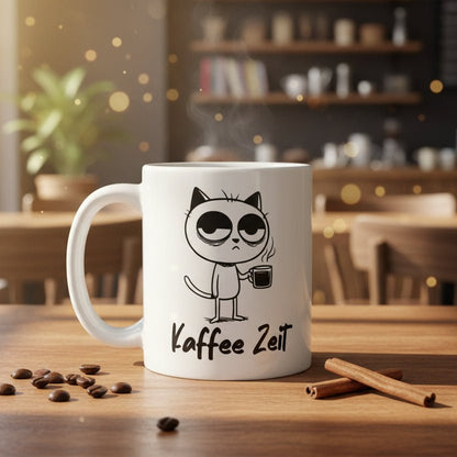 Kaffee Zeit Katze Lustig Geschenk Kaffee Humor Katzenliebhaber Morgenmuffel - Tassencat