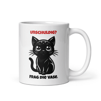 Katzen Tasse Lustig – Unschuldig? Frag die Vase – Humorvolles Geschenk für Katzenfreunde & Morgenkaffee - Tassencat