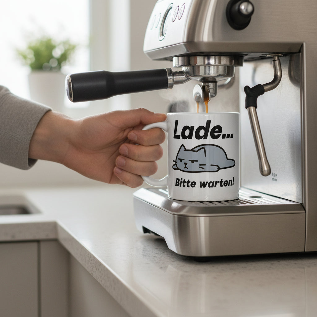 Lade Bitte warten Katze – lustiger Spruch mit fauler Katze für Büro, Homeoffice & Geschenk - Tassencat