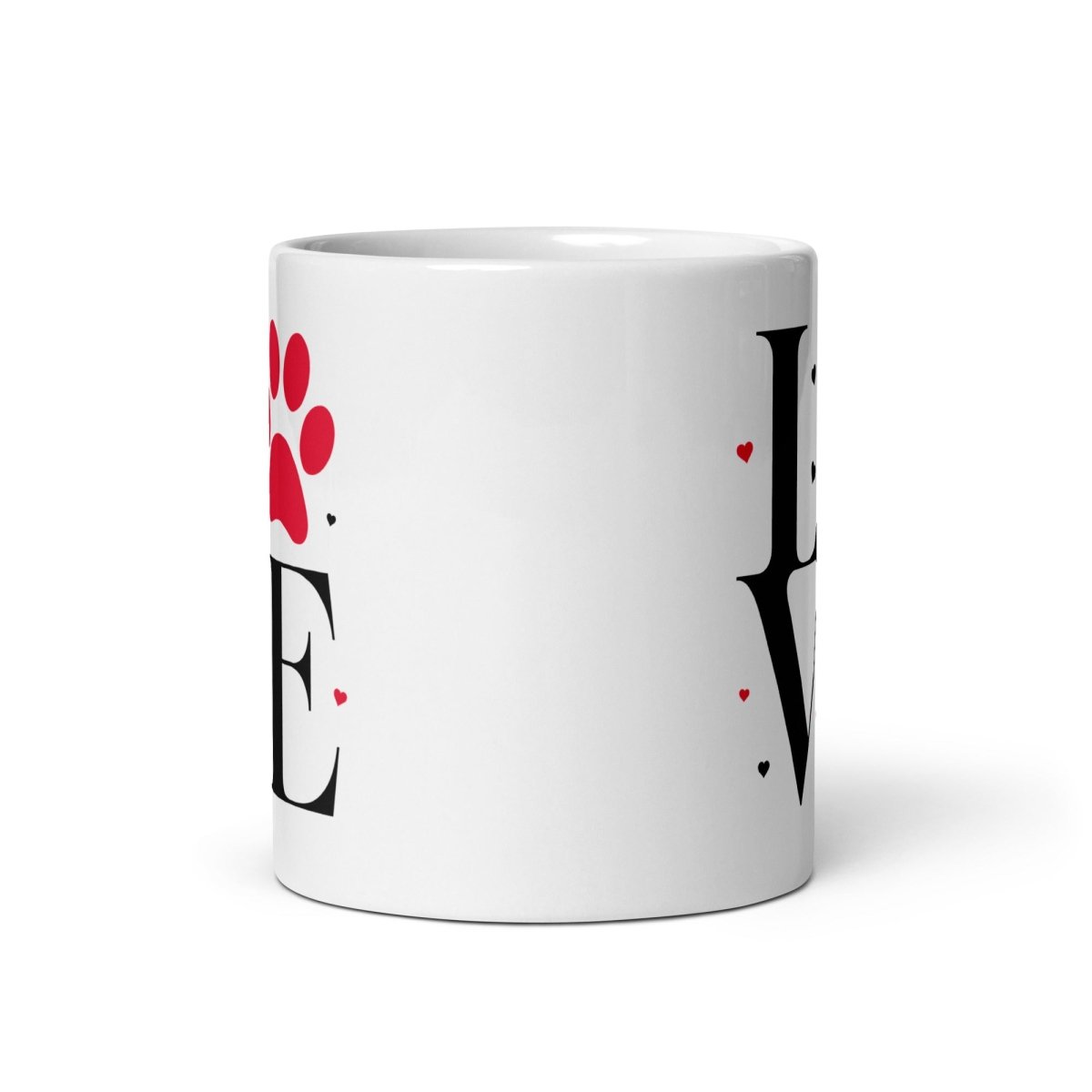 LOVE Pfote – stylisches Tierliebe Motiv mit rotem Pfotenabdruck, Geschenk für Hunde - & Katzenliebhaber - Tassencat