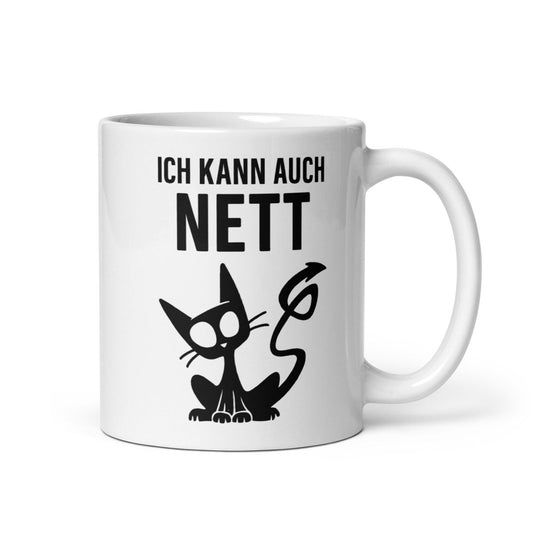 Lustige Katze Tasse – Ich kann auch nett – Humorvoll für Büro & Alltag - Tassencat