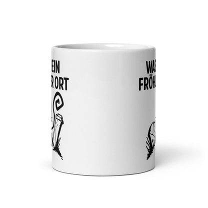 Lustige Katze Tasse – Was für ein fröhlicher Ort – Humor für Kaffee & Büro - Tassencat