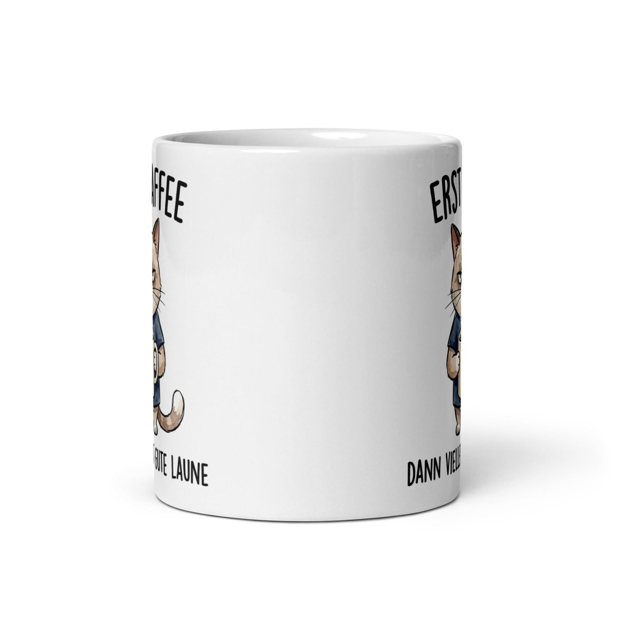 Lustige Katzen Tasse – Erst Kaffee Dann Vielleicht Gute Laune | Geschenk für Katzenliebhaber - Tassencat