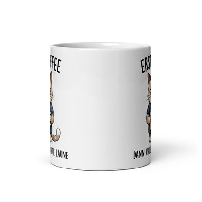 Lustige Katzen Tasse – Erst Kaffee Dann Vielleicht Gute Laune | Geschenk für Katzenliebhaber - Tassencat