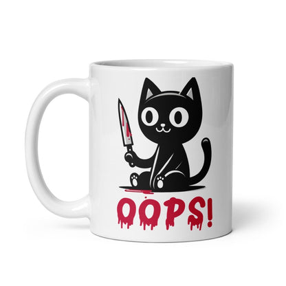 Lustige Katzen Tasse „OOPS!“ – schwarzer Humor Geschenkidee für Katzenliebhaber & Freunde - Tassencat