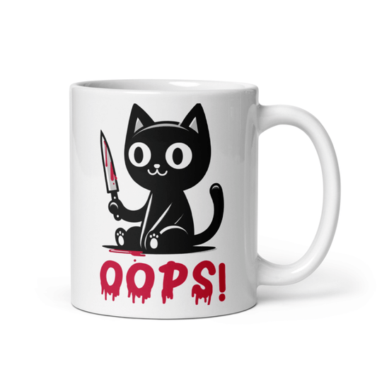 Lustige Katzen Tasse „OOPS!“ – schwarzer Humor Geschenkidee für Katzenliebhaber & Freunde - Tassencat