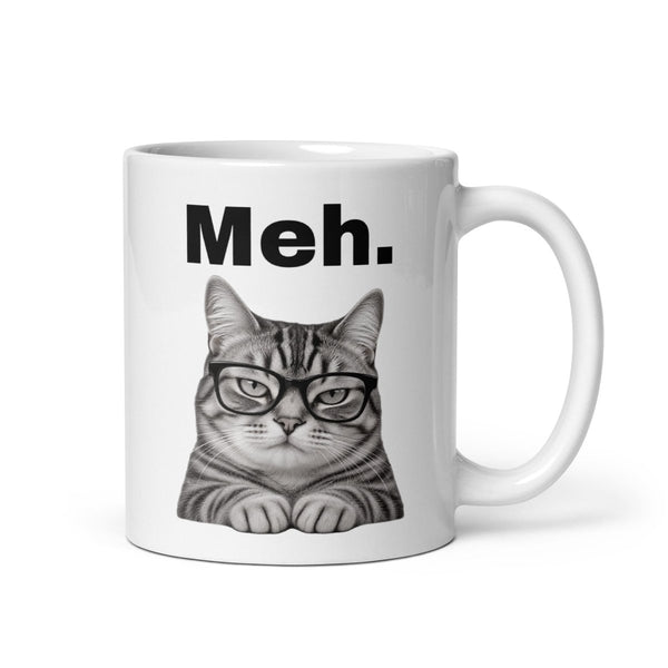 Meh. – Lustige Katzentasse mit Brille, 325 ml