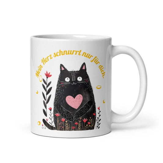 Mein Herz schnurrt nur für dich Tasse – Liebevolle Geschenkidee für Katzenfreunde & Verliebte - Tassencat