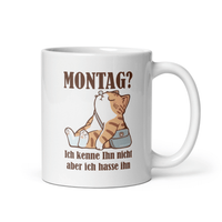 Montag Tasse Katze – Lustige Sprüche Tasse für Morgenmuffel & Kaffeeliebhaber – Geschenkidee mit Humor - Tassencat