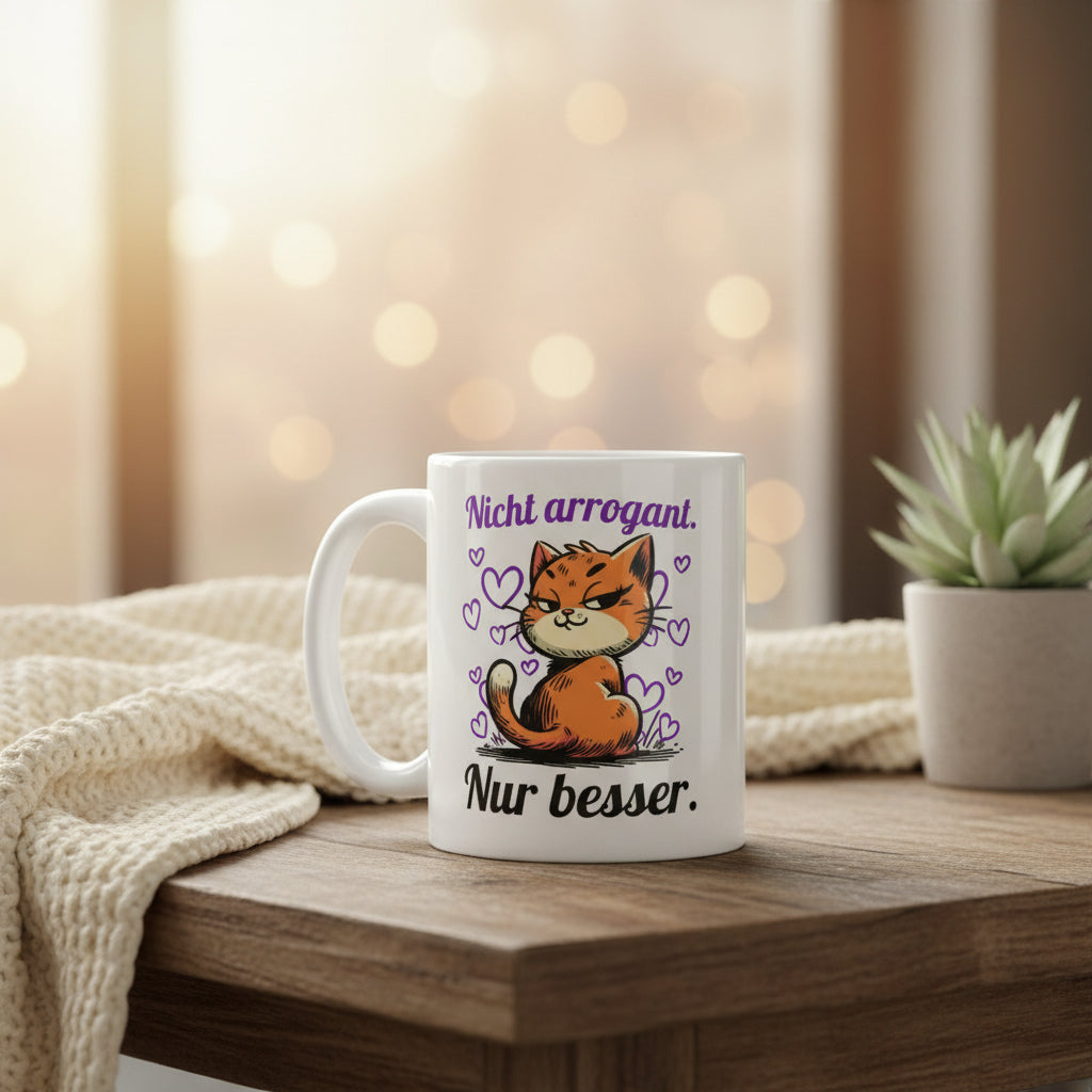 Nicht arrogant. Nur besser. Tasse – Lustiges Geschenk für Katzenliebhaber & Selbstbewusste - Tassencat