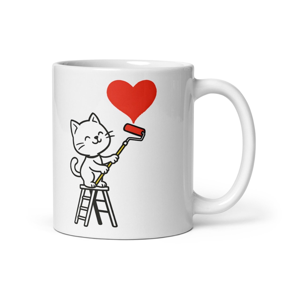 Süße Katze malt Herz – Liebe Tasse für Partner, Katzenfans & Valentinstag Geschenk - Tassencat