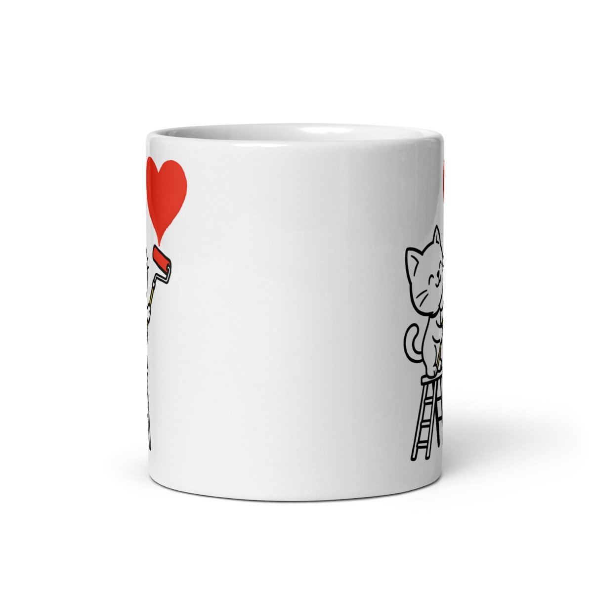 Süße Katze malt Herz – Liebe Tasse für Partner, Katzenfans & Valentinstag Geschenk - Tassencat