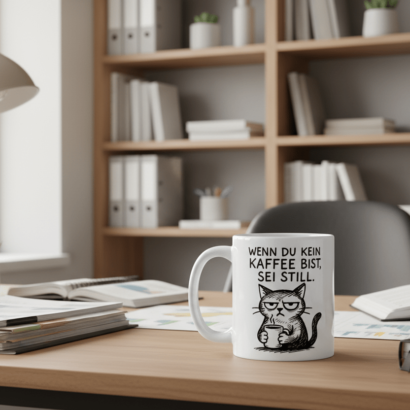 Wenn du kein Kaffee bist sei still – Lustige Katze Spruch für Büro & Morgenmuffel - Tassencat