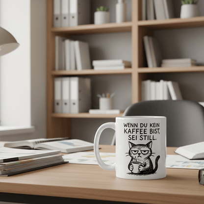 Wenn du kein Kaffee bist sei still – Lustige Katze Spruch für Büro & Morgenmuffel - Tassencat