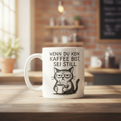 Wenn du kein Kaffee bist sei still – Lustige Katze Spruch für Büro & Morgenmuffel - Tassencat